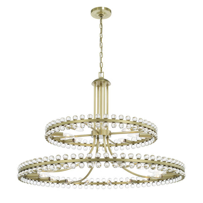 Crystorama Clover 40" Wide Aged Brass 2-Tier Chandelier