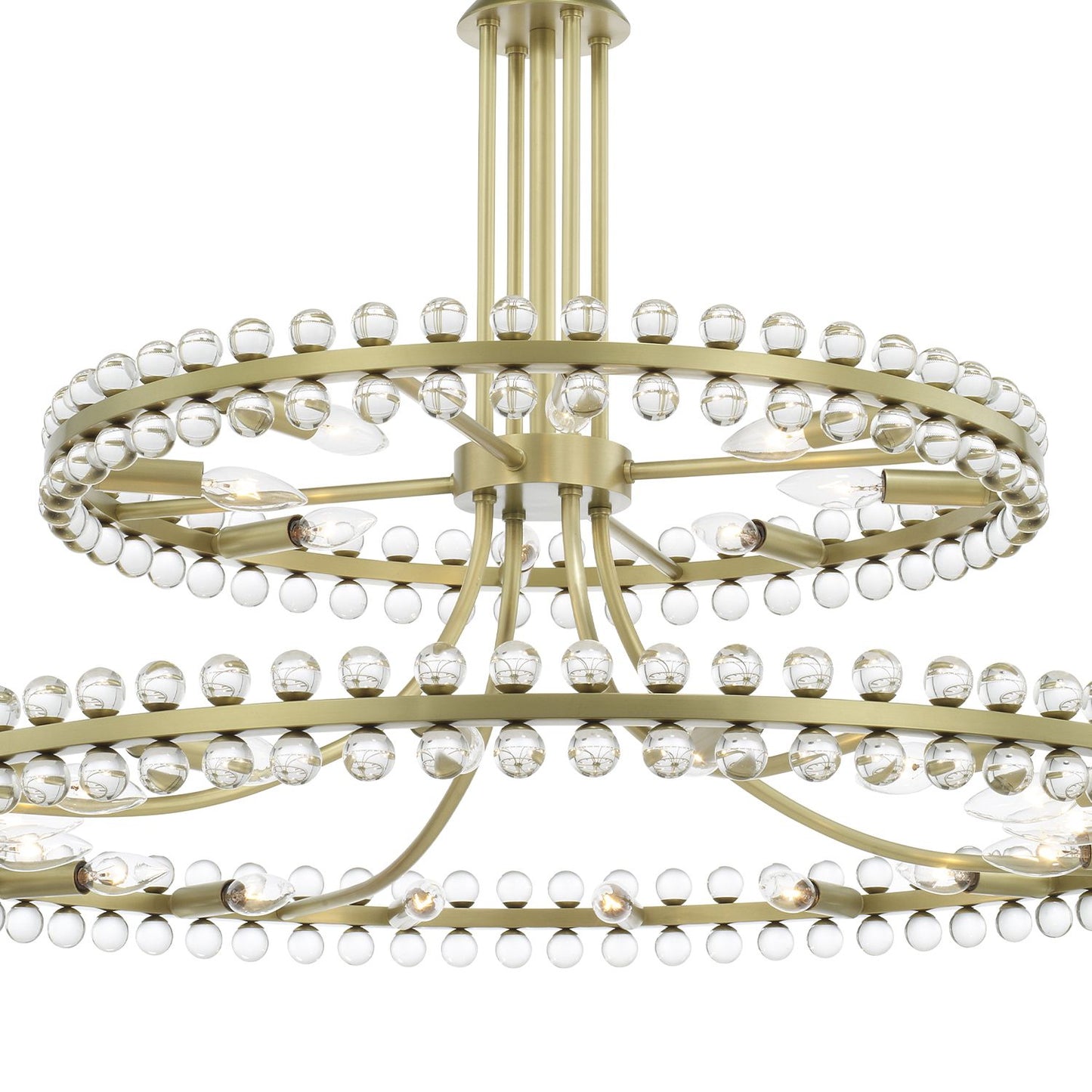 Crystorama Clover 40" Wide Aged Brass 2-Tier Chandelier