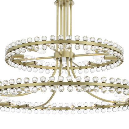 Crystorama Clover 40" Wide Aged Brass 2-Tier Chandelier