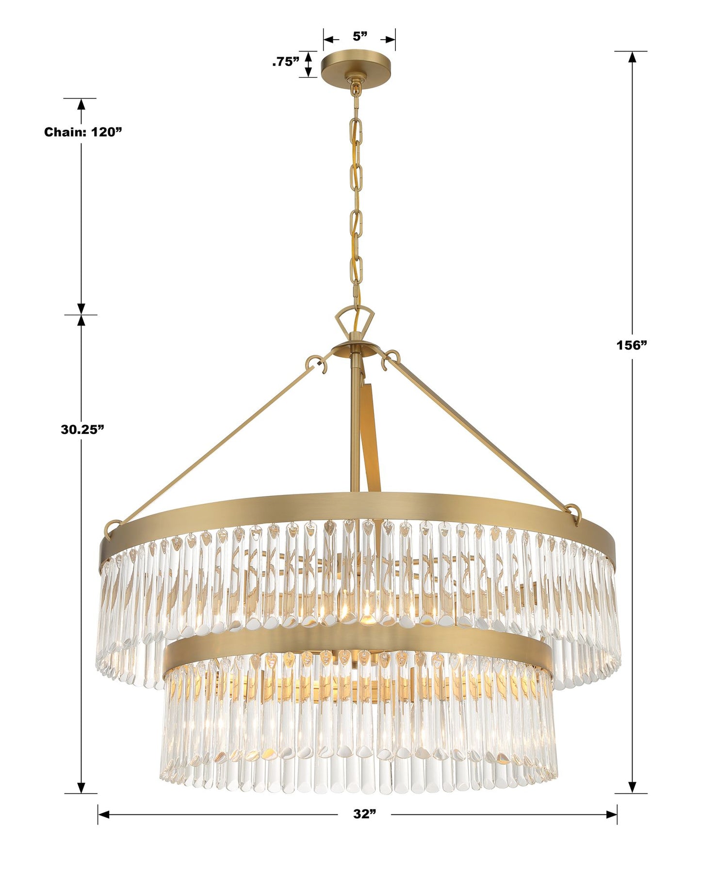 Crystorama  32" Wide Modern Gold 9-Light Chandelier