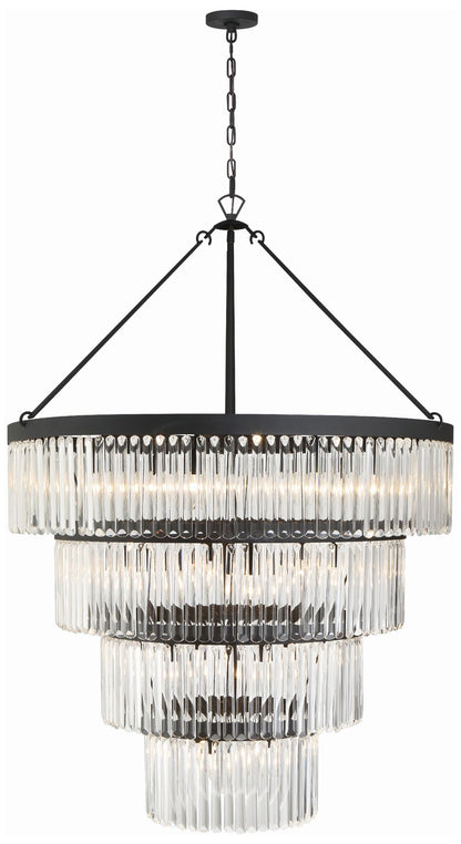 Crystorama Emory 40" Wide Black Forged 22-Light 4-Tier Chandelier
