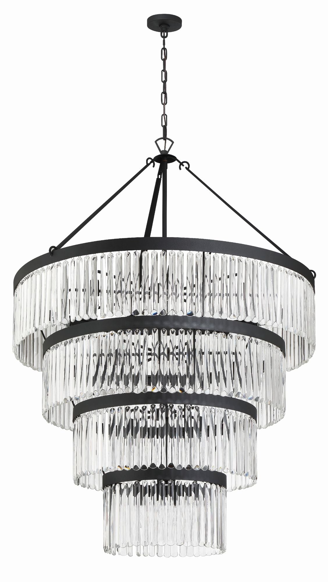 Crystorama Emory 40" Wide Black Forged 22-Light 4-Tier Chandelier