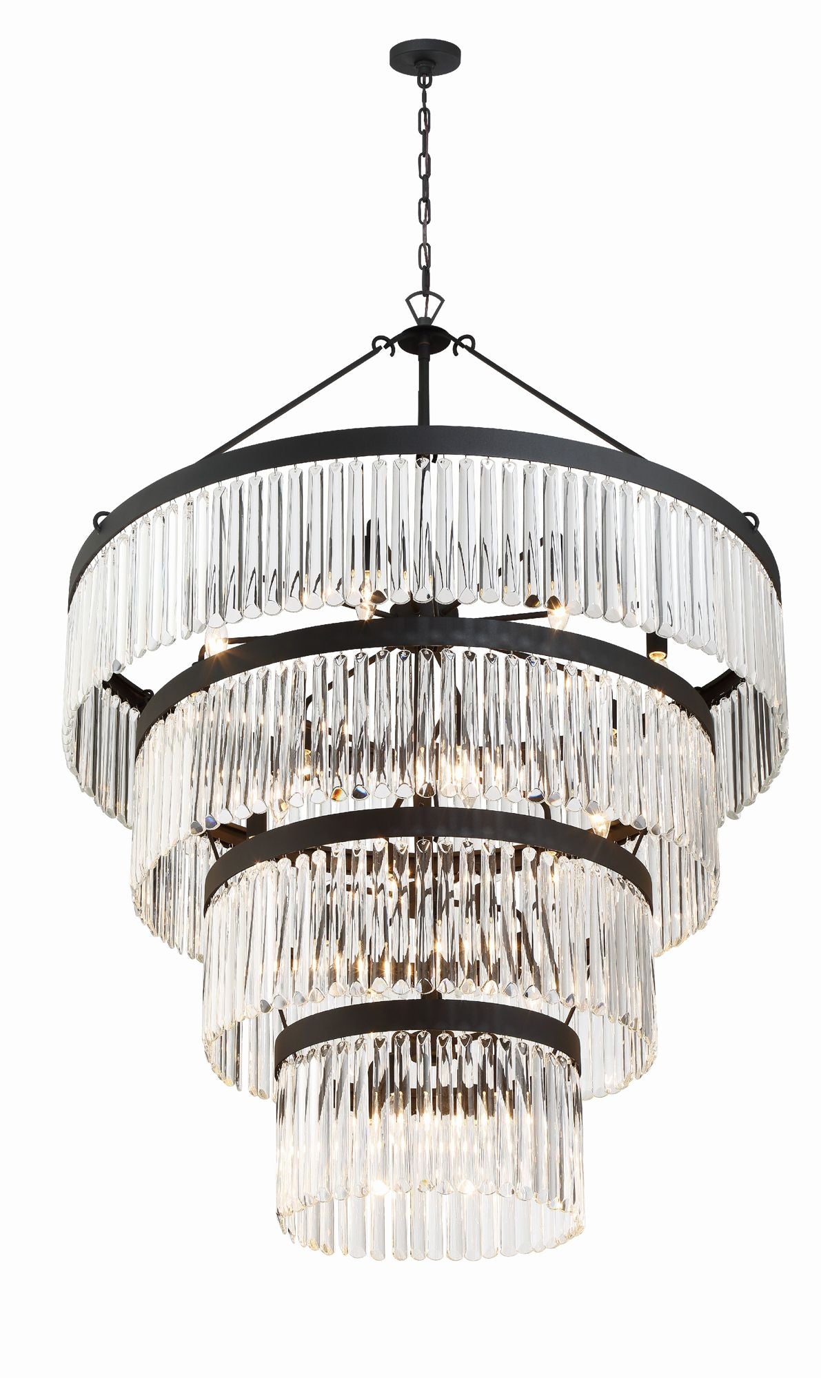 Crystorama Emory 40" Wide Black Forged 22-Light 4-Tier Chandelier