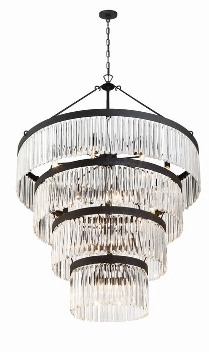 Crystorama Emory 40" Wide Black Forged 22-Light 4-Tier Chandelier