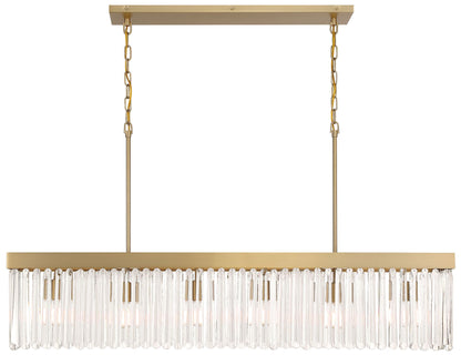 Crystorama  49" 6-Light Modern Gold and Crystal Linear Chandelier