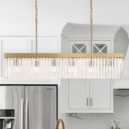 Crystorama  49" 6-Light Modern Gold and Crystal Linear Chandelier