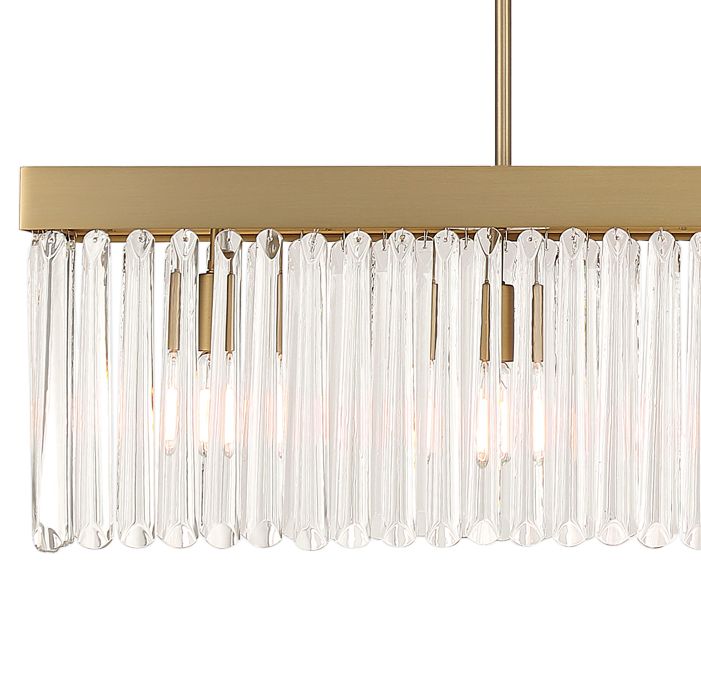 Crystorama  49" 6-Light Modern Gold and Crystal Linear Chandelier