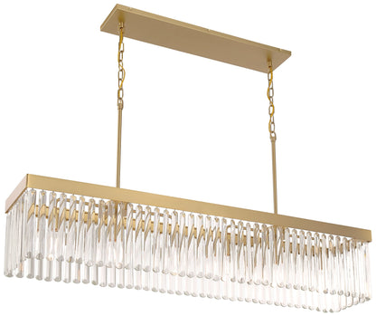 Crystorama  49" 6-Light Modern Gold and Crystal Linear Chandelier