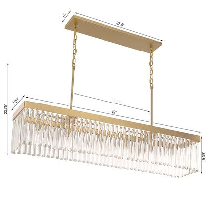 Crystorama  49" 6-Light Modern Gold and Crystal Linear Chandelier