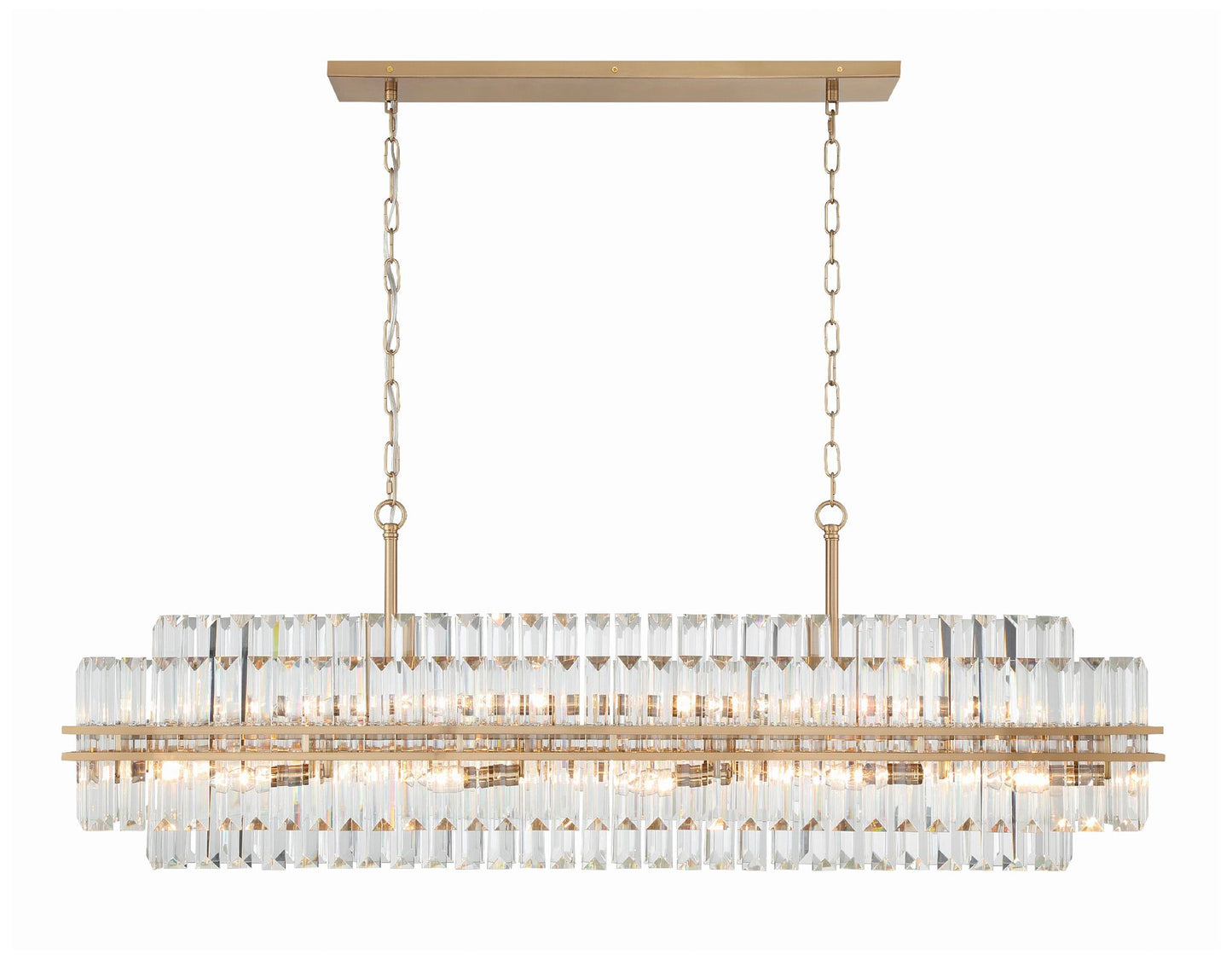 Crystorama Hayes 50"W Aged Brass 16-Light Linear Chandelier