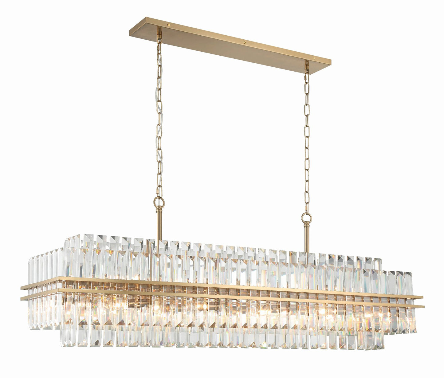 Crystorama Hayes 50"W Aged Brass 16-Light Linear Chandelier