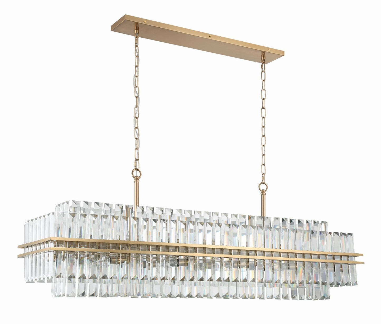 Crystorama Hayes 50"W Aged Brass 16-Light Linear Chandelier