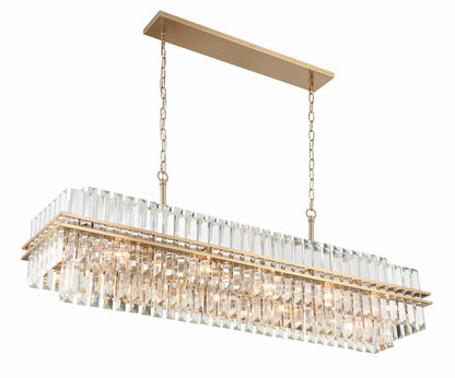 Crystorama Hayes 50"W Aged Brass 16-Light Linear Chandelier