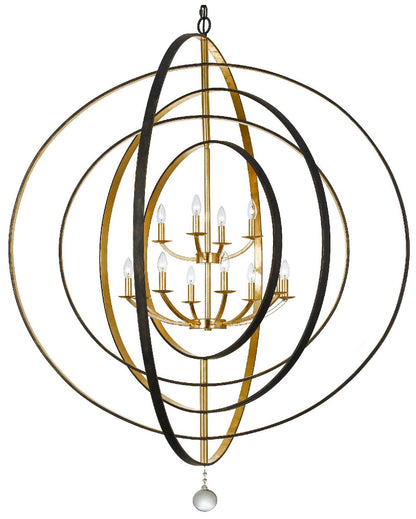 Crystorama Luna 60" Wide Bronze-Gold 12-Light Modern Large Chandelier