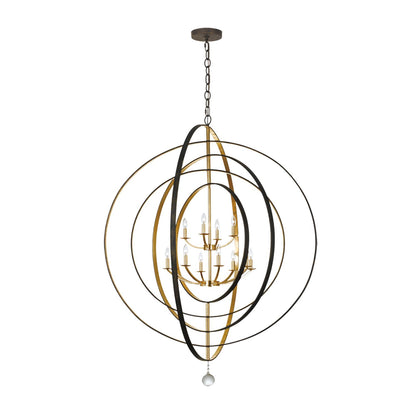 Crystorama Luna 60" Wide Bronze-Gold 12-Light Modern Large Chandelier