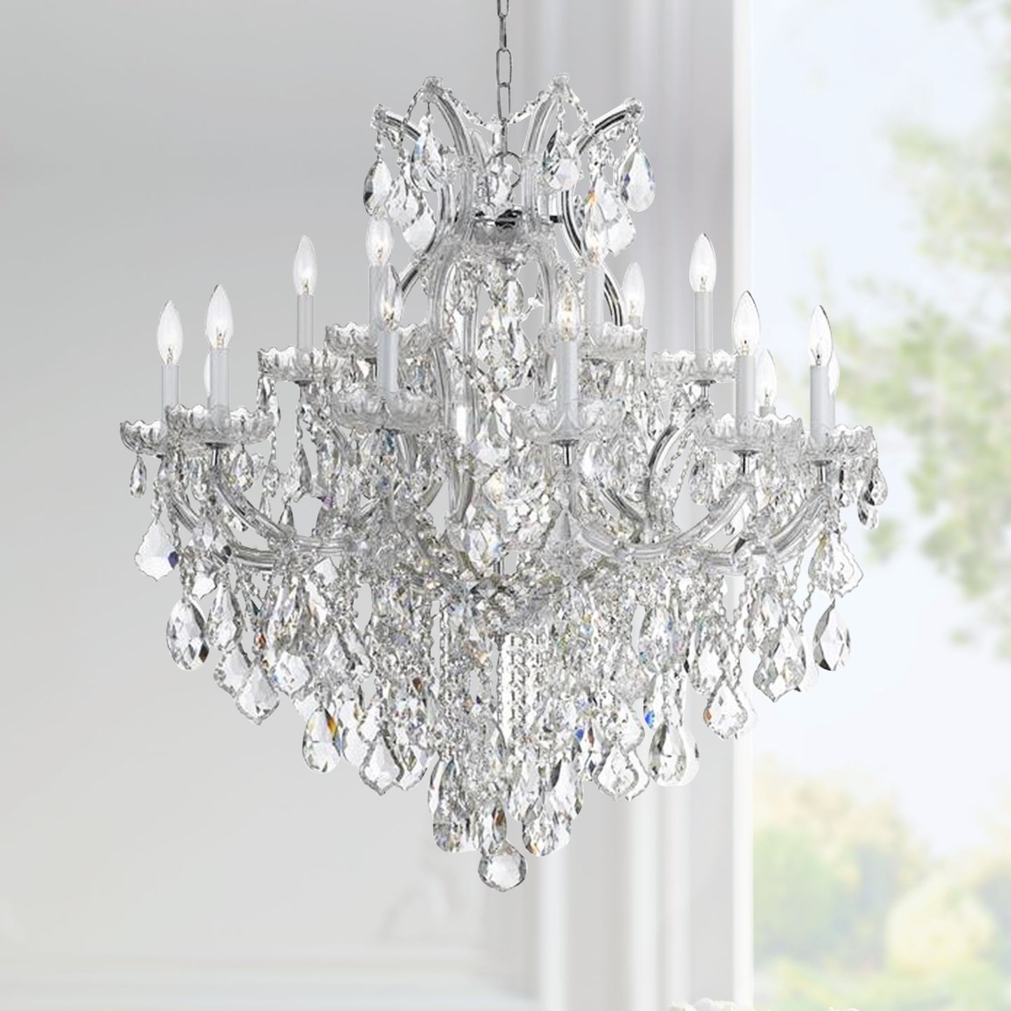 Crystorama Maria Theresa 35"W Chrome 19-Light Crystal Chandelier