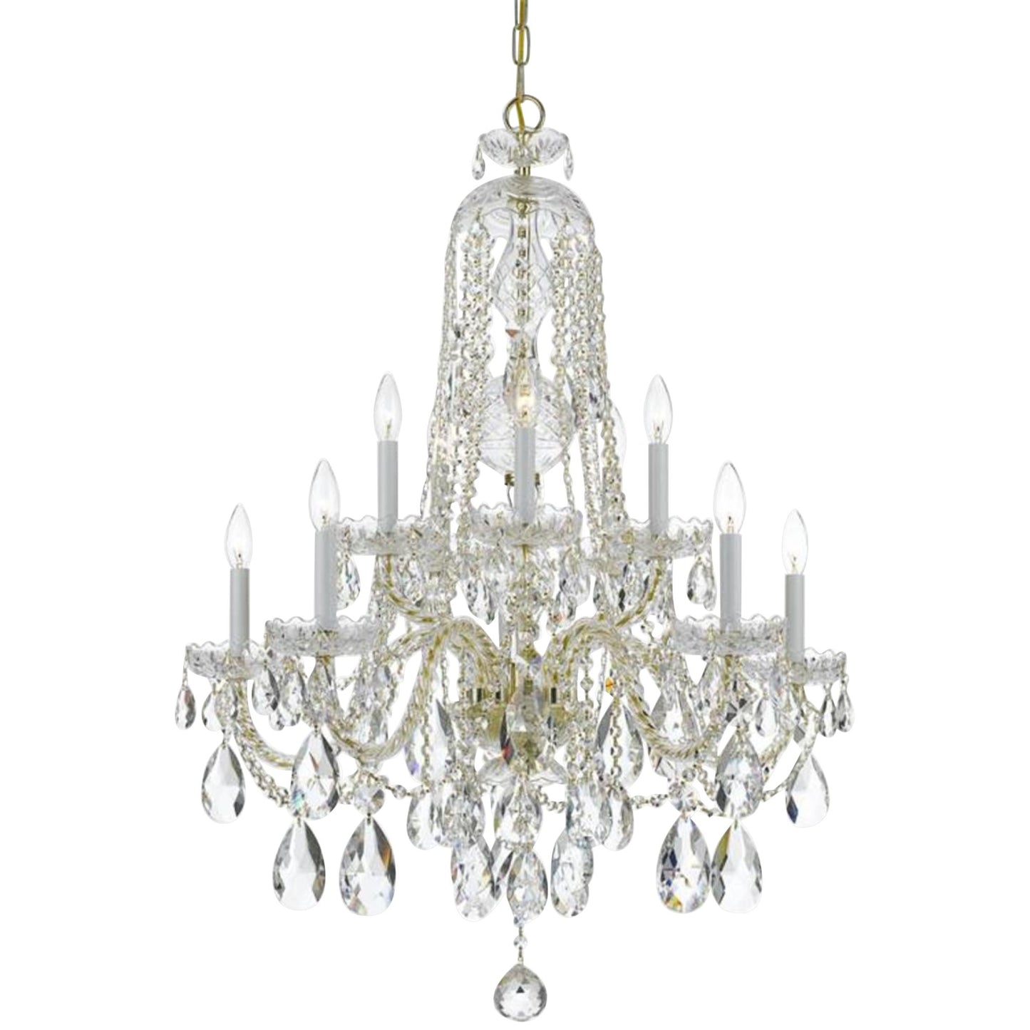 Crystorama Traditional Crystal 32"W Brass 10-Light Crystal Chandelier