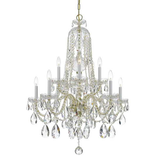 Crystorama Traditional Crystal 32"W Brass 10-Light Crystal Chandelier