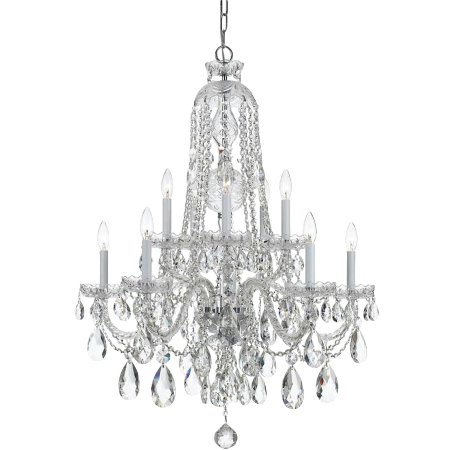 Crystorama Traditional Crystal 32"W Chrome 10-Light Crystal Chandelier