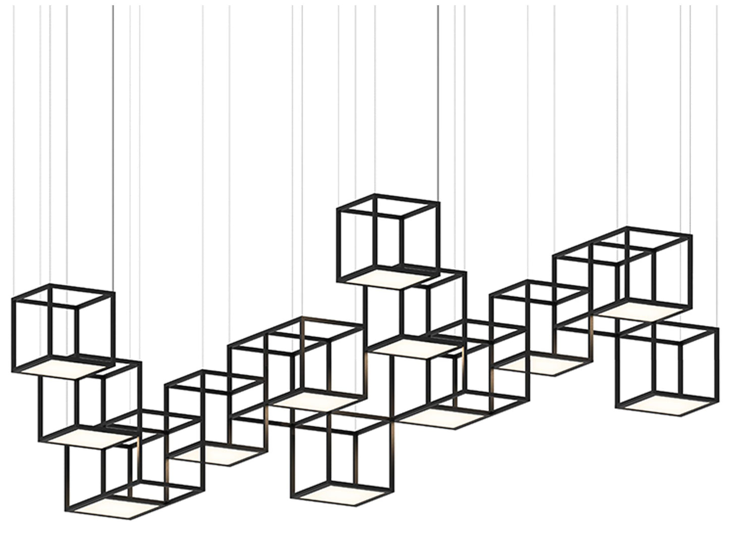 Cubix 120.5" Wide 12.Light Satin Black LED Pendant