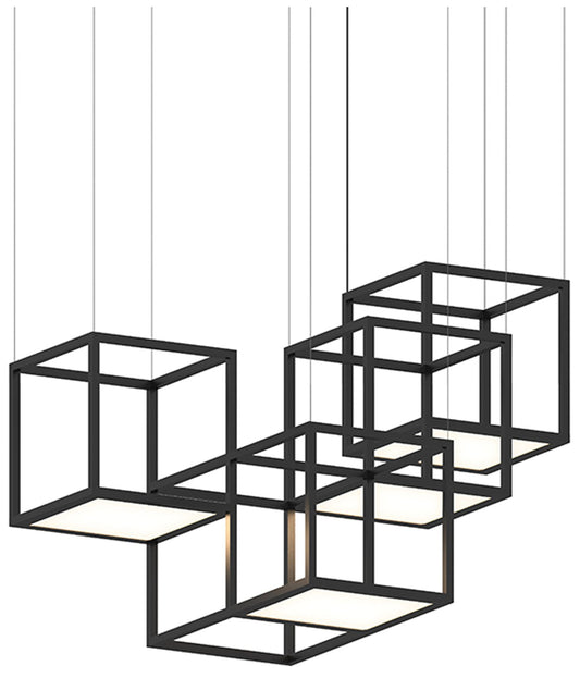 Cubix 48.5" Wide 4.Light Satin Black LED Pendant