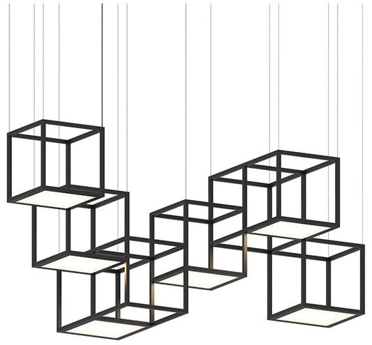 Cubix 72.5" Wide 6.Light Satin Black LED Pendant