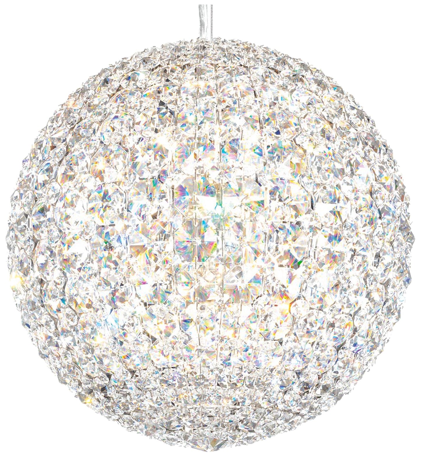 Da Vinci 15"H x 15"W 16-Light Crystal Pendant in Polished Stainle