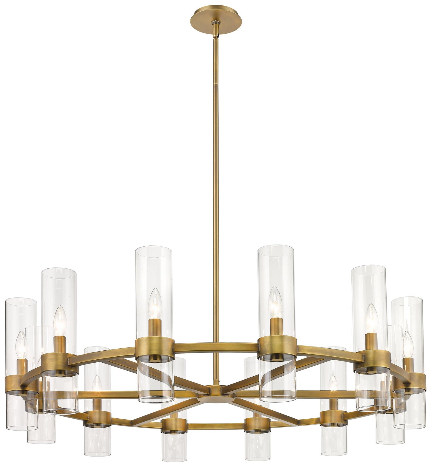 Datus 43 1/2"W Rubbed Brass 12-Light Ring-Round Chandelier