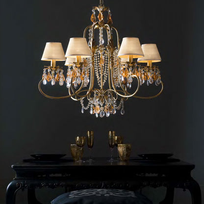 Deluxe Wrought Iron Bohemian Crystal Chandelier