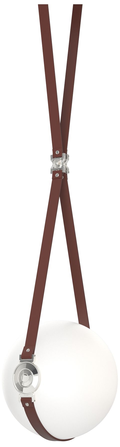 Derby 10.9"W Polished Nickel LED Pendant w/ Brown Straps and Opal Shad