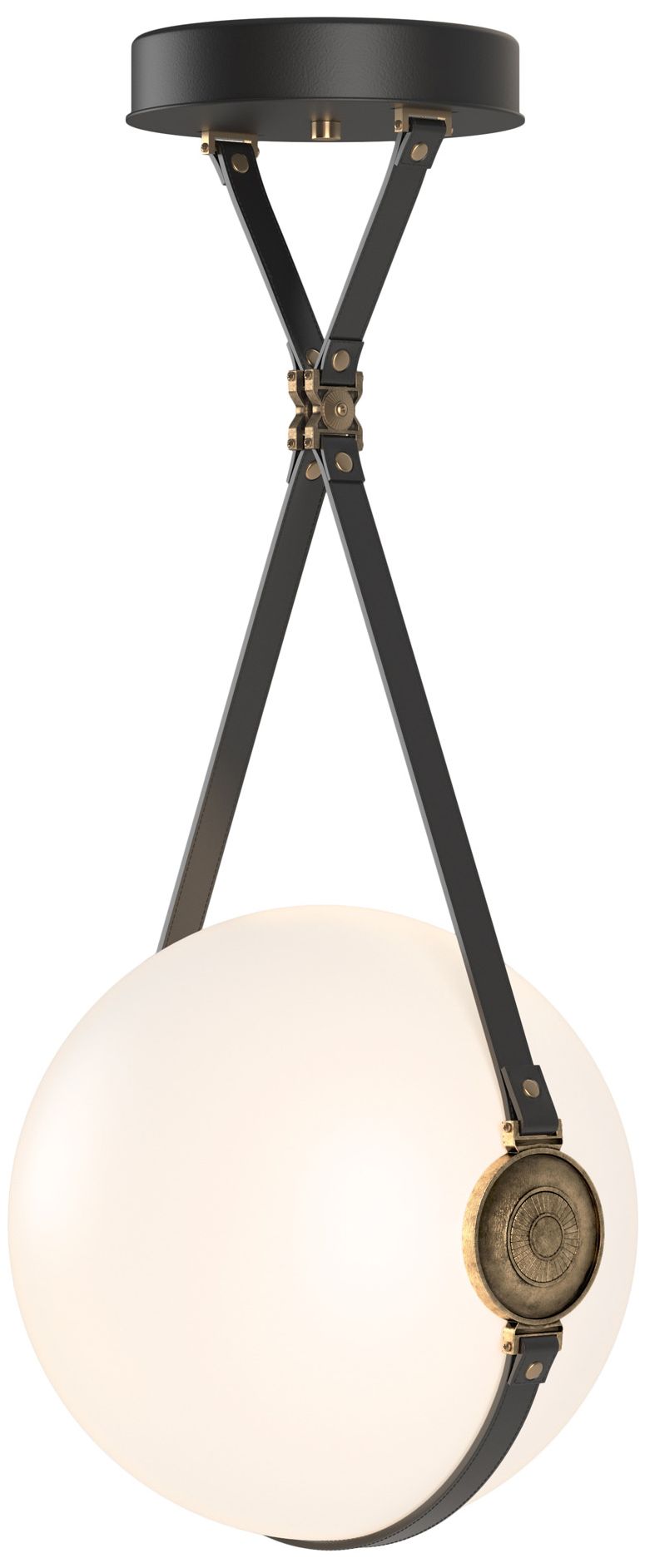 Derby 14.9" Antique Brass Long LED Pendant with Black Straps