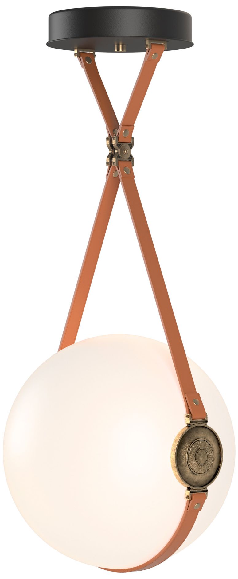 Derby 14.9" Antique Brass Long LED Pendant with Chestnut Straps