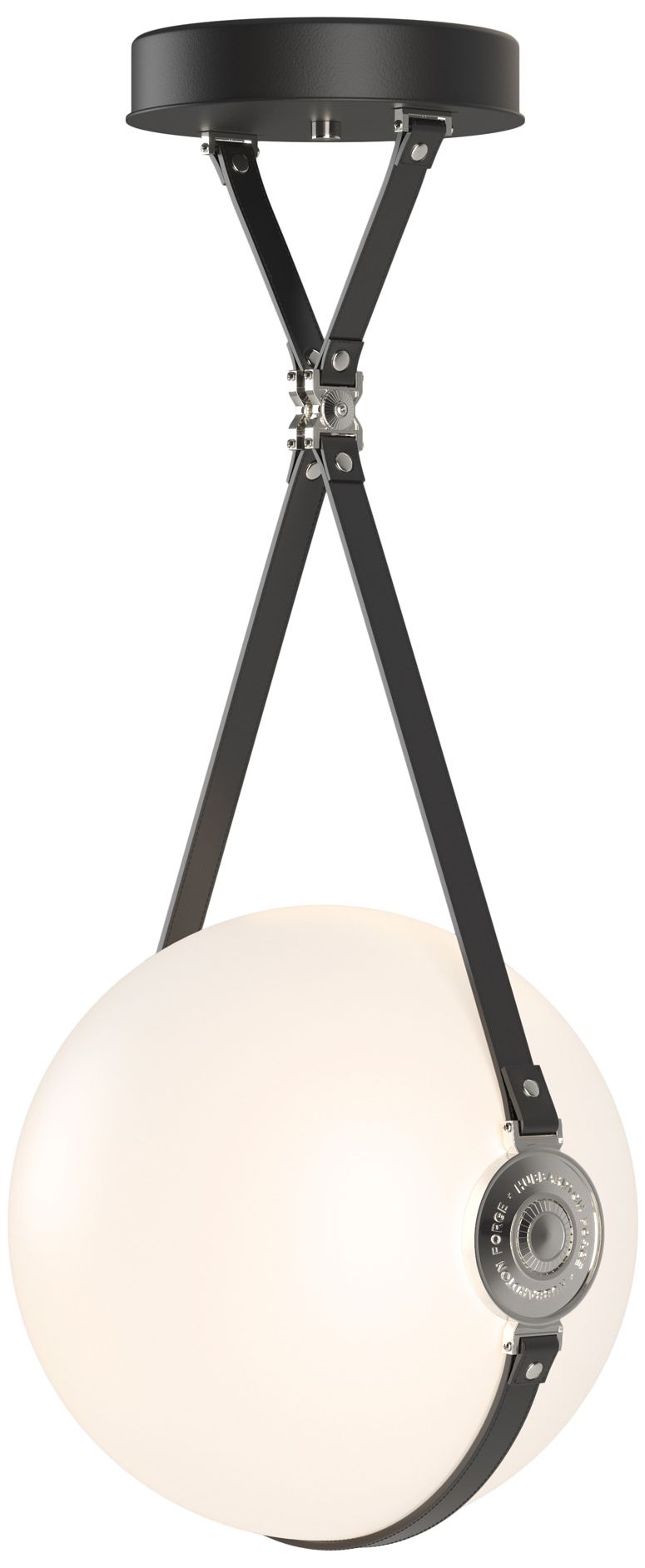 Derby 14.9" Polished Nickel Long Branded LED Pendant with Black Straps