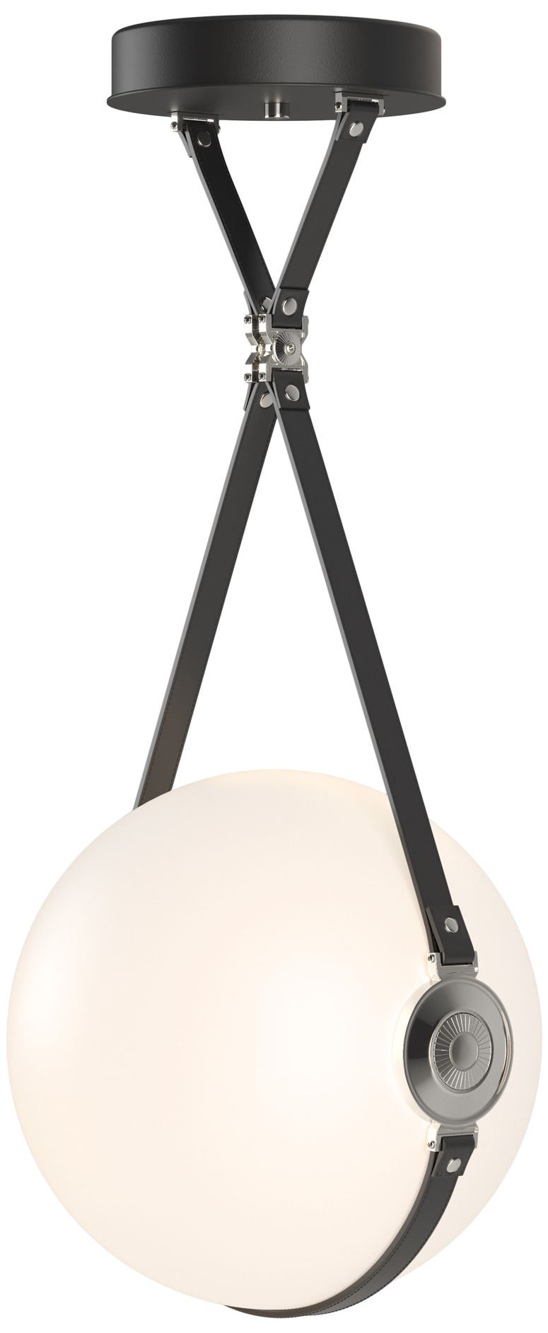 Derby 14.9" Polished Nickel Long LED Pendant with Black Straps