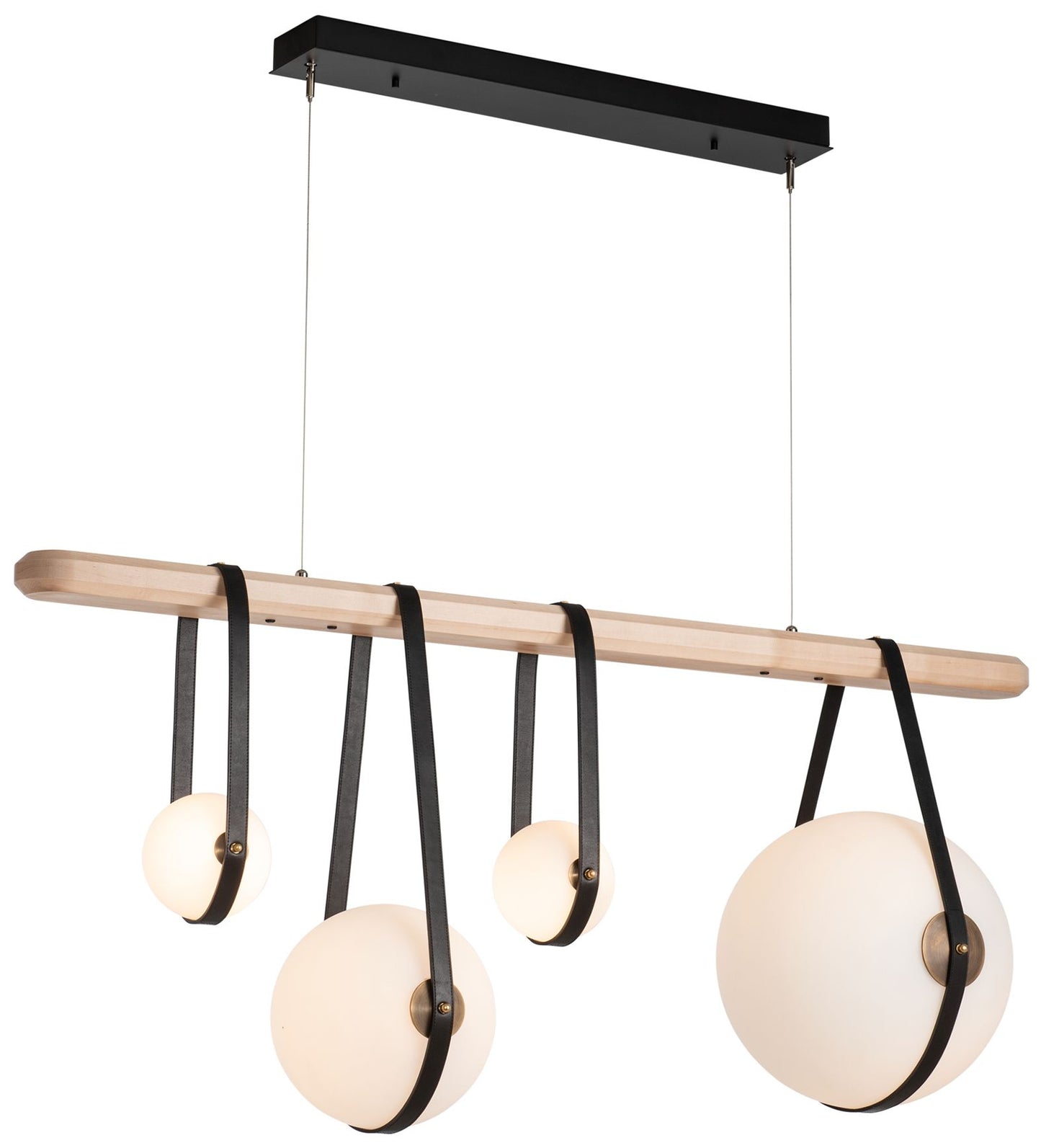Derby Linear 4-Light LED Pendant - Brass - Black - Maple - Opal - Standard