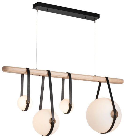 Derby Linear 4-Light LED Pendant - Brass - Black - Maple - Opal - Standard