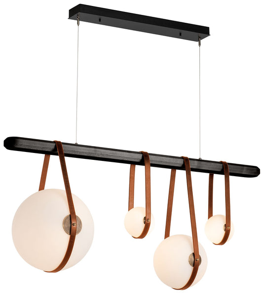 Derby Linear 4-Light LED Pendant - Brass - Brown - Black - Opal - Standard