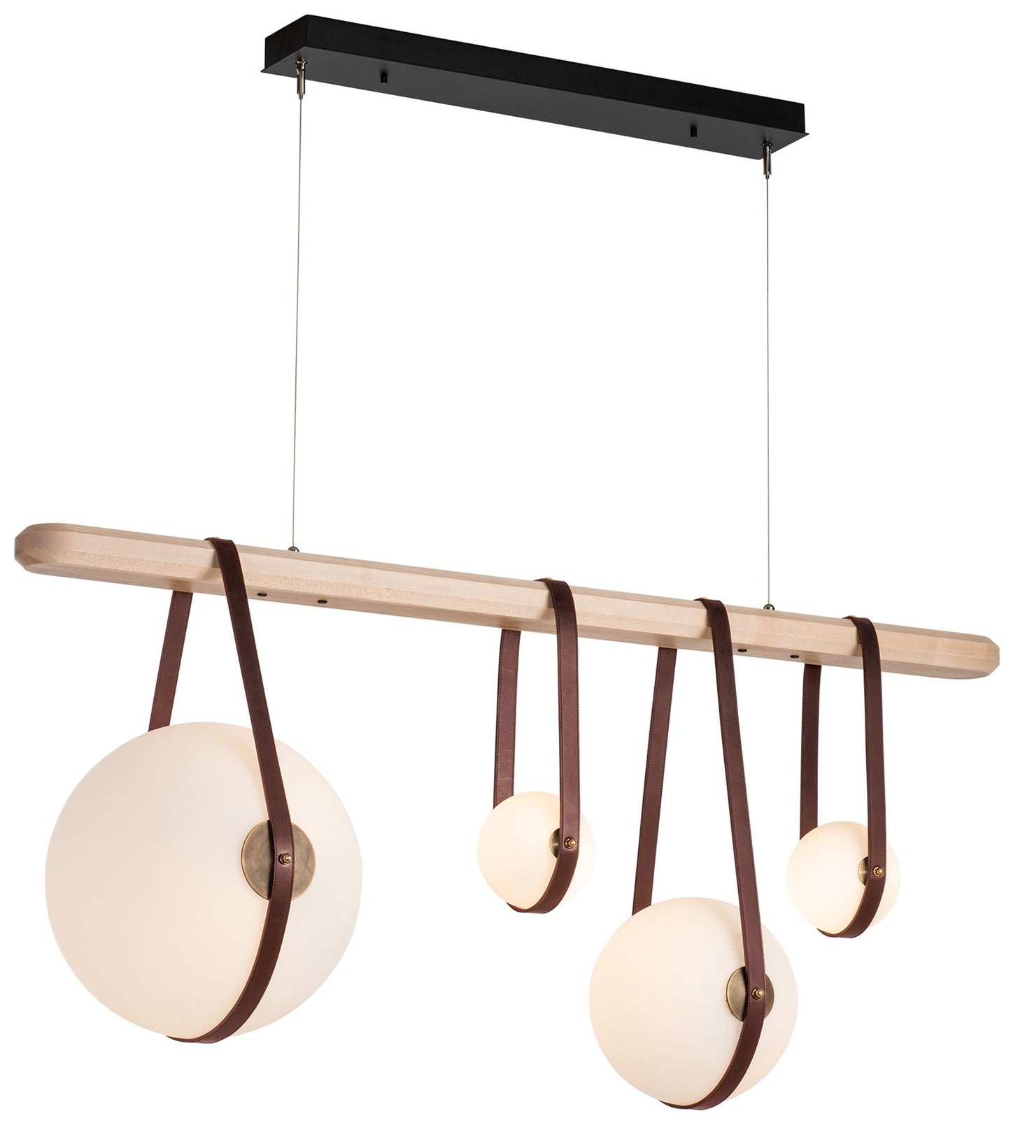 Derby Linear 4-Light LED Pendant - Brass - Brown - Maple - Opal - Standard
