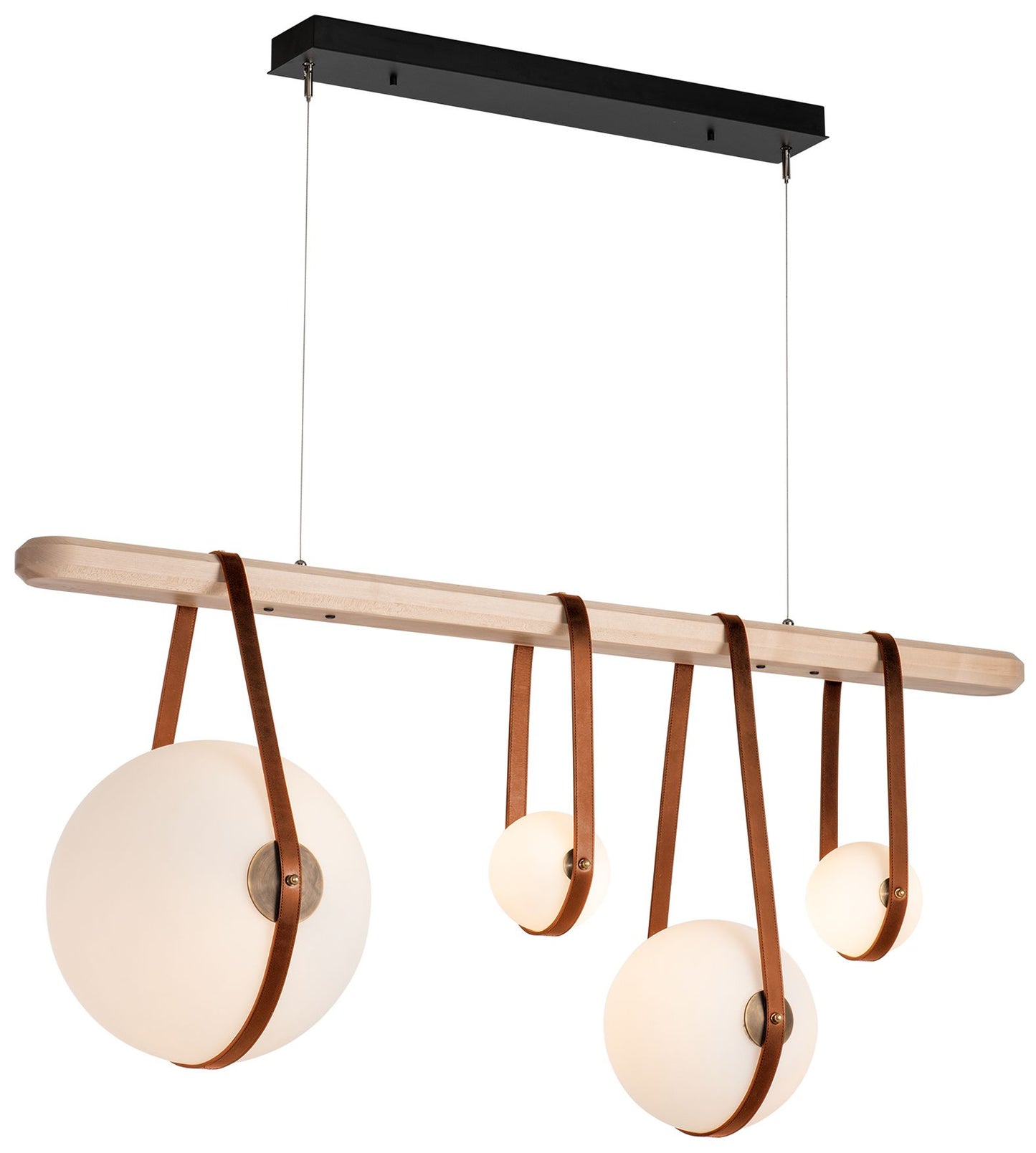 Derby Linear 4-Light LED Pendant - Brass - Brown - Maple - Opal - Standard