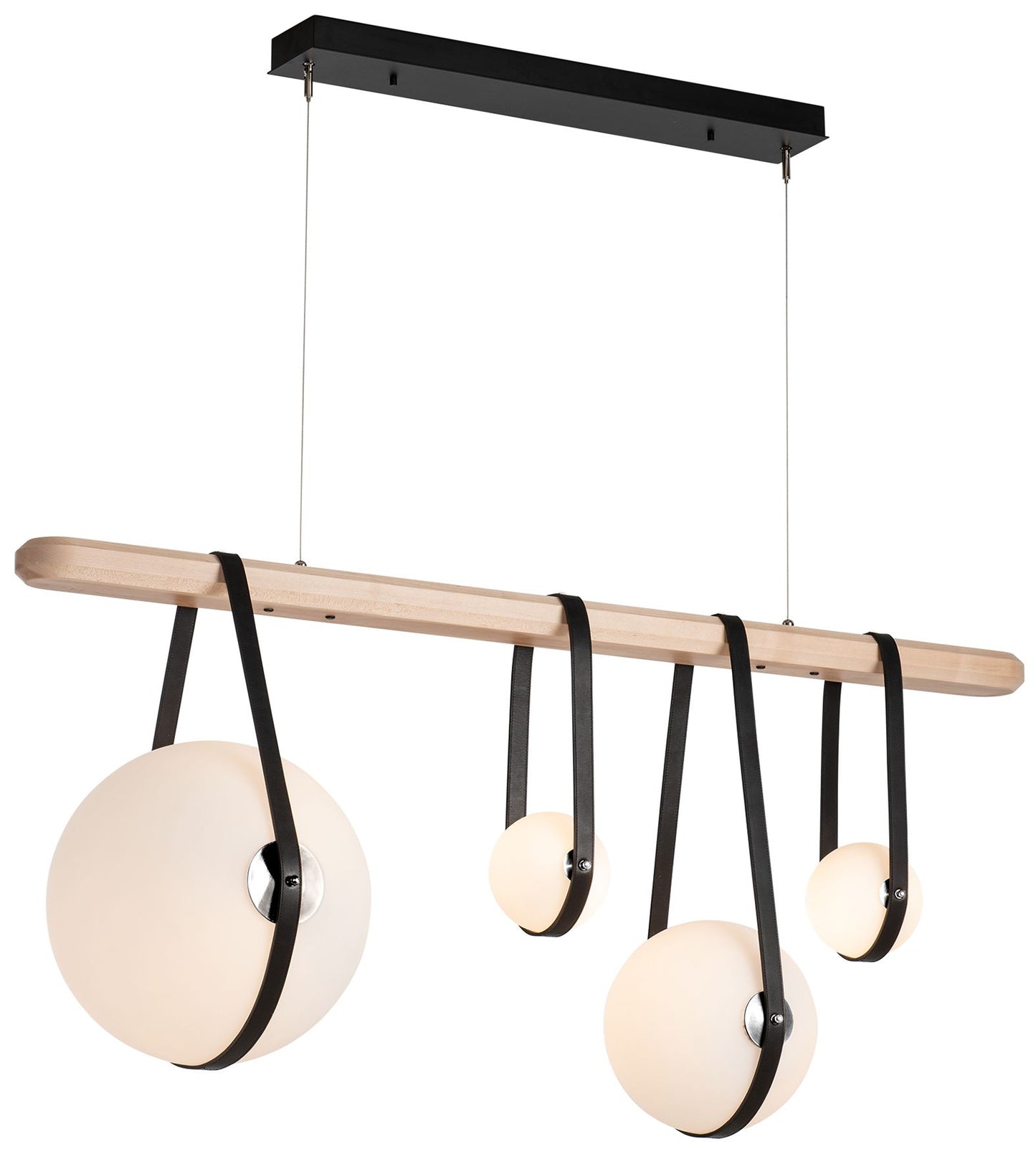 Derby Linear 4-Light LED Pendant - Nickel - Black - Maple - Opal - Standard