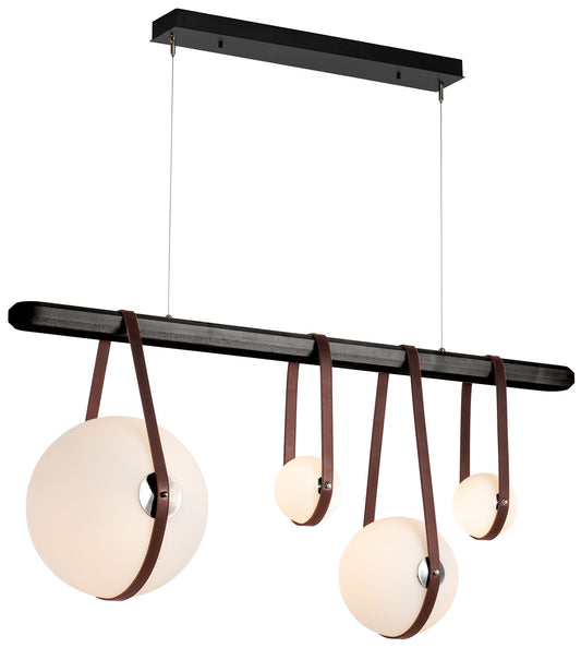 Derby Linear 4-Light LED Pendant - Nickel - Brown - Black - Opal - Standard