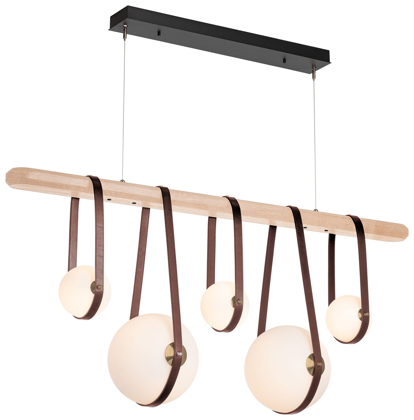 Derby Linear 5-Light LED Pendant - Brass - Brown - Maple - Opal - Standard