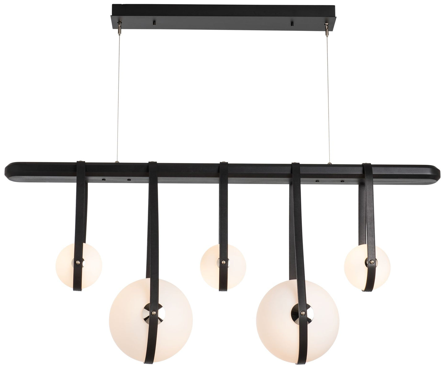 Derby Linear 5-Light LED Pendant - Nickel - Black - Black - Opal - Standard