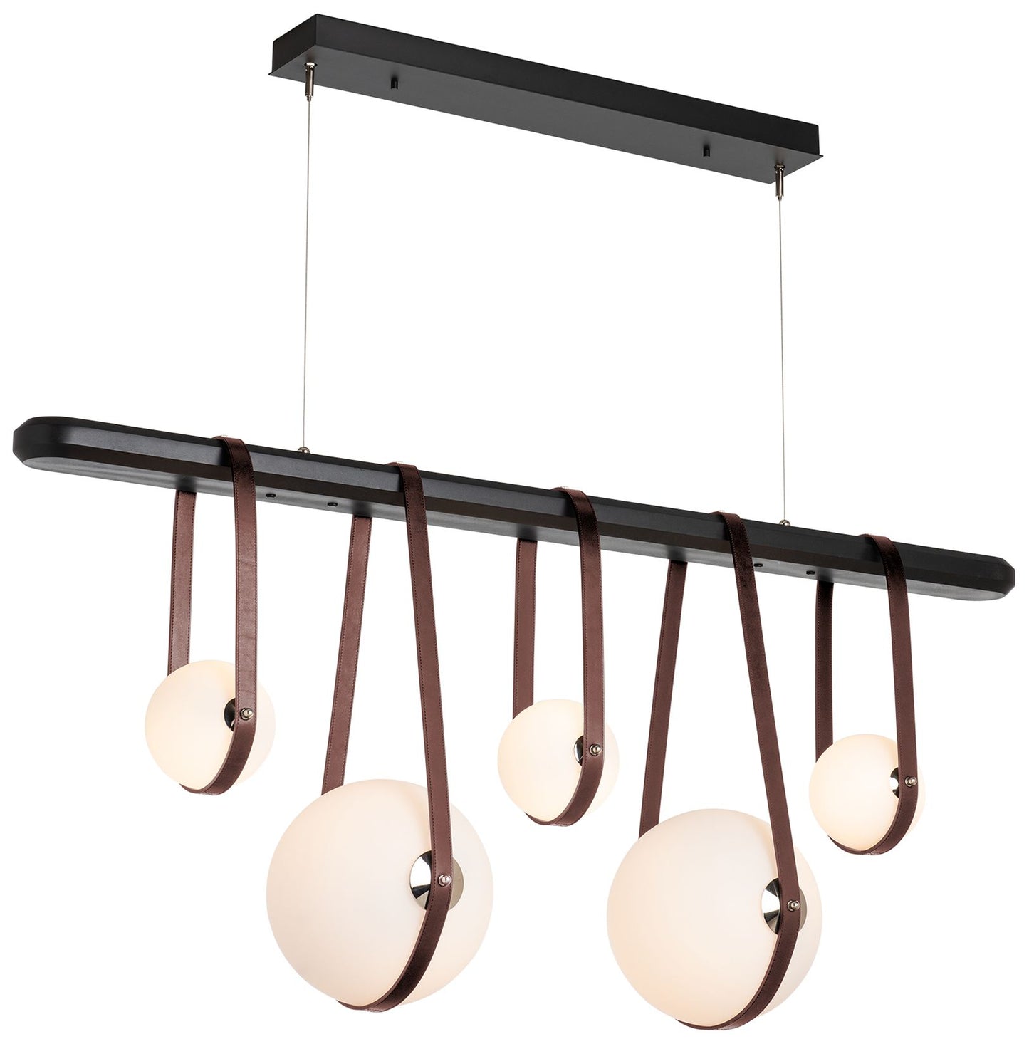 Derby Linear 5-Light LED Pendant - Nickel - Brown - Black - Opal - Standard