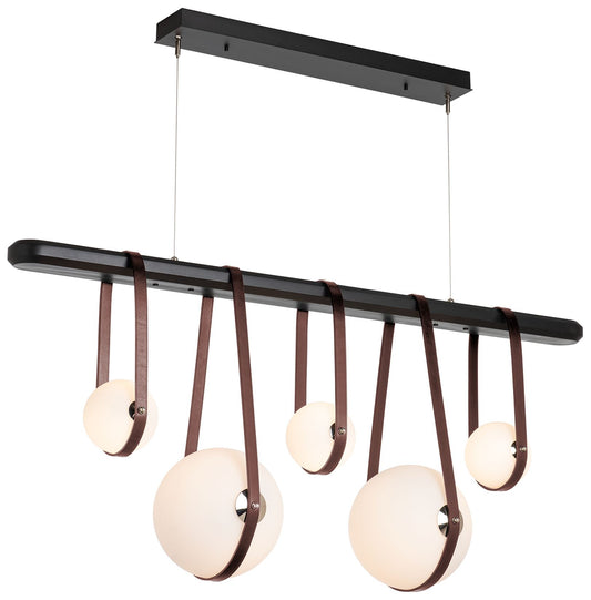 Derby Linear 5-Light LED Pendant - Nickel - Brown - Black - Opal - Standard