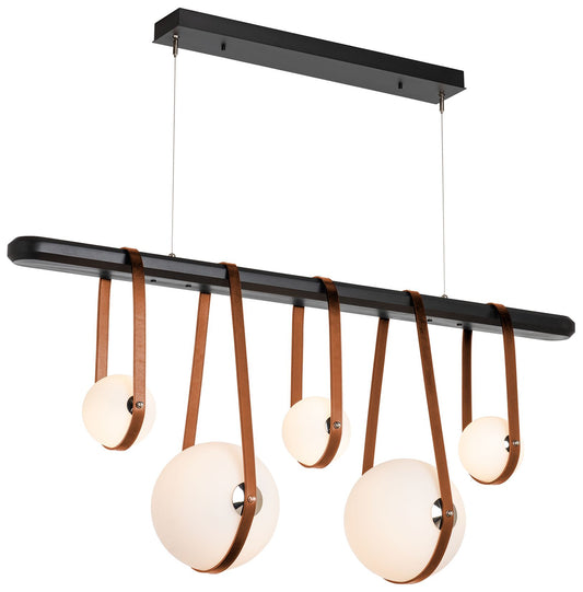 Derby Linear 5-Light LED Pendant - Nickel - Brown - Black - Opal - Standard