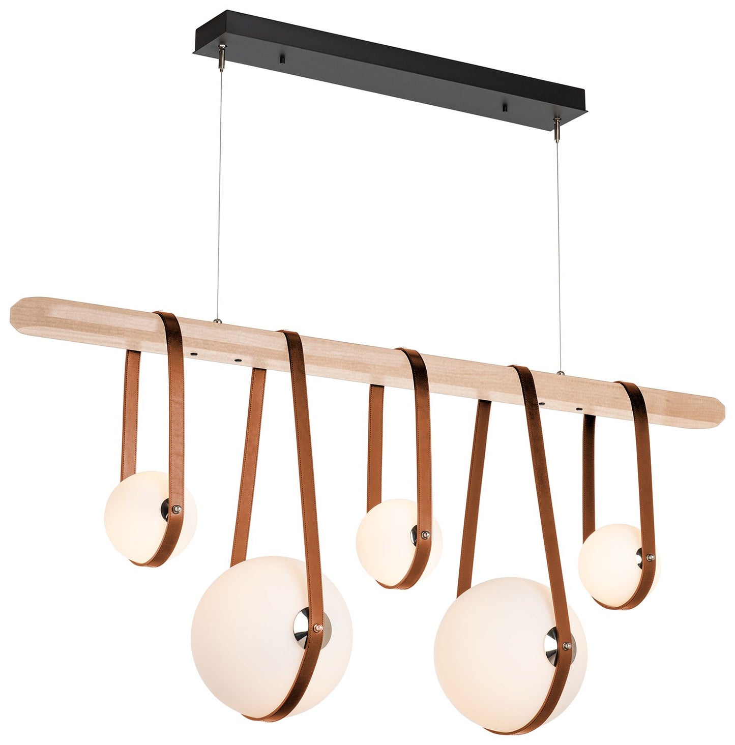 Derby Linear 5-Light LED Pendant - Nickel - Brown - Maple - Opal - Standard