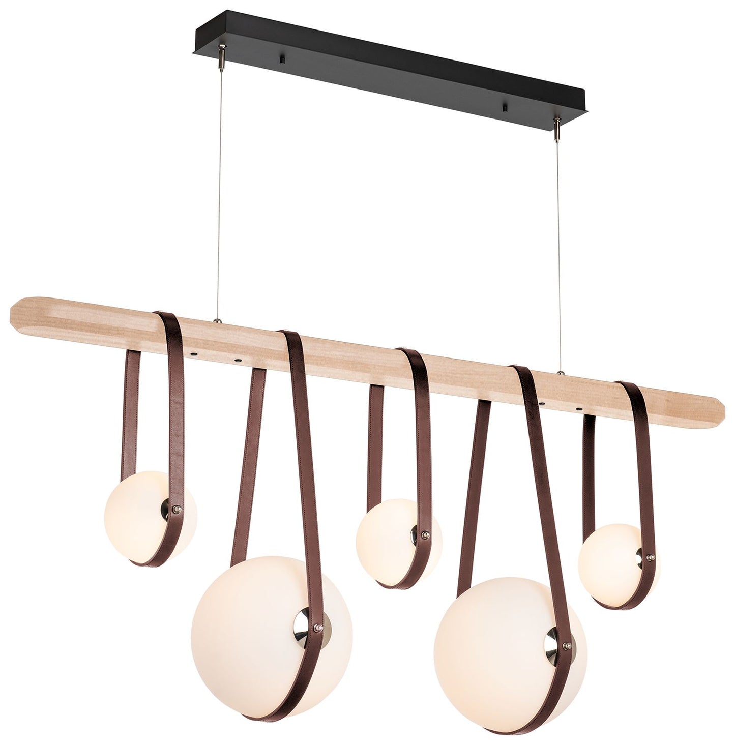 Derby Linear 5-Light LED Pendant - Nickel - Brown - Maple - Opal - Standard