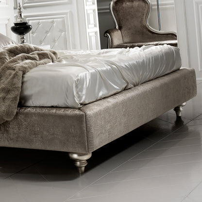 Designer Button Upholstered Velvet Italian Bed