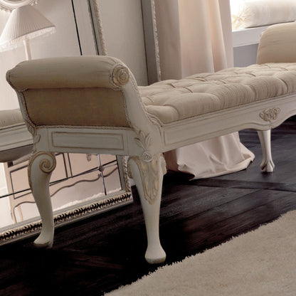 Designer Italian Button Upholstered Bedroom Bench